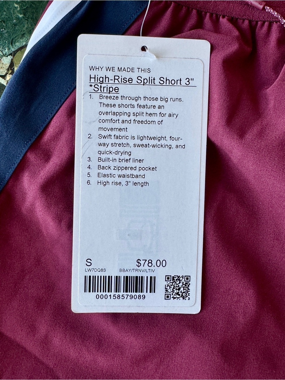 Lulu Lemon High-Rise Split Short 3"
Stripe - Burgundy - Picture 8 of 8